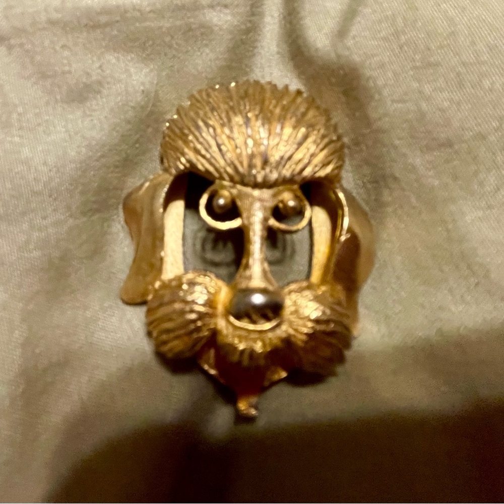 Vintage Gold Tone Poodle Brooch
